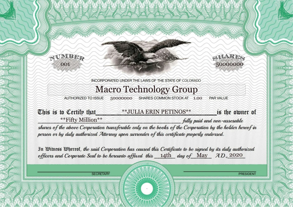 certificado de acciones